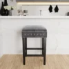 Cassidy Wood Upholstered Backless Counter Height Stool Black/Charcoal Velvet - Hillsdale Furniture