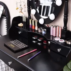 Costway Makeup Vanity Dressing Table 10 Dimmable Bulbs WhiteBlackBrown -Furniture Specialty Store GUEST b981d288 6d4f 40da b826 c16c3e91dccc