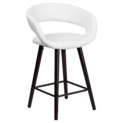 Emma And Oliver 24"H Cappuccino Wood Rounded Open Back Counter Height Stool -Furniture Specialty Store GUEST b9bb32d2 906a 403a bea3 950784e26812