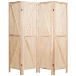 Costway 4Panels Folding Wooden Divider W/ V-shaped Design 5.6Ft Tall -Furniture Specialty Store GUEST b9bb459f 23d1 4482 bf4f b6f7183991f6