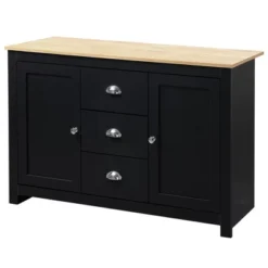 HOMCOM Kitchen Sideboard With Adjustable Shelves, Dining Buffet Cabinet With 3 Storage Drawers, Black -Furniture Specialty Store GUEST b9cc5716 59b3 4d00 9718 968d8b844425