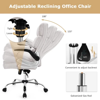 Costway High Back Big & Tall Office Chair Adjustable Swivel W/Flip-up Arm 7 Costway High Back Big & Tall Office Chair Adjustable Swivel W/Flip-up Arm - Image 5