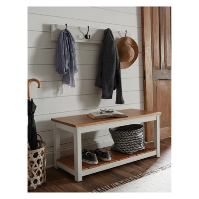 Savannah Bench Ivory With Natural Wood Top - Bolton Furniture 4 Savannah Bench Ivory With Natural Wood Top - Bolton Furniture - Image 2