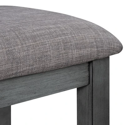 6-Piece Farmhouse Rustic Wooden Dining Table Set With 4 Chairs And Bench, Antique Gray - ModernLuxe 11 6-Piece Farmhouse Rustic Wooden Dining Table Set With 4 Chairs And Bench, Antique Gray - ModernLuxe - Image 9