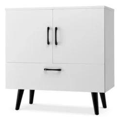 Costway Mid Century Storage Cabinet Accent Buffet Sideboard Entryway Kitchen White Brown -Furniture Specialty Store GUEST bcc5a6e8 636e 4d2c 9f37 bcd05ba664ec