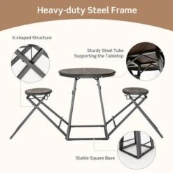 Costway 3-Piece Bar Table Set Round Pub Dining Table & 2 Foldable Stools W/ Metal Frame -Furniture Specialty Store GUEST bcf05031 2078 44e1 8977 ce9e046fd8d9
