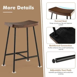 Costway Industrial Saddle Stool Counter Height Bar Stool Dining Pub Chair W/ Metal Frame -Furniture Specialty Store GUEST bd078cf3 95c0 4d30 b85e 07f3888acb24