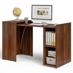 Costway Extendable Computer Desk Reversible Study Writing Desk W/ Mobile Shelves Natural/Brown -Furniture Specialty Store GUEST bd3c79db 5197 4b05 b8e0 d8590977d93c