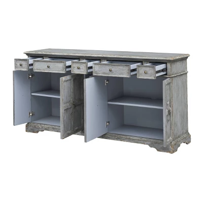 Brett Antique Inspired 4 Door 4 Drawer Storage Credenza/Sideboard Weathered Gray - Treasure Trove 4 Brett Antique Inspired 4 Door 4 Drawer Storage Credenza/Sideboard Weathered Gray - Treasure Trove - Image 2