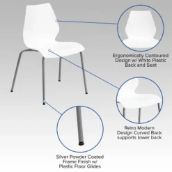 Flash Furniture HERCULES Series 770 Lb. Capacity White Stack Chair With Lumbar Support And Silver Frame 12 Flash Furniture HERCULES Series 770 Lb. Capacity White Stack Chair With Lumbar Support And Silver Frame -Furniture Specialty Store GUEST bda45f2f 0a8d 4edf ae7d 43d6dfffd063