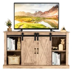 Costway 55'' Sliding Barn Door TV Stand Entertainment Media Console W/ Adjustable Shelf -Furniture Specialty Store GUEST bdb378b6 b5c3 497f 8c6c 3b4c45e1f3a1