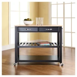 Natural Wood Top Kitchen Cart/Island With Optional Stool Storage - Crosley -Furniture Specialty Store GUEST bde92d0e 6433 437c 82ec c85d266509d5