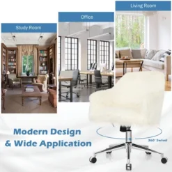 Costway Synthetic Swivel Office Chair Adjustable Task Chair Fluffy Vanity Chair -Furniture Specialty Store GUEST beaa417b de70 4d4d 92b4 53e353baf2a0