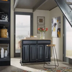 Dolly Madison Kitchen Island Cart Wood/Black/Natural - Home Styles -Furniture Specialty Store GUEST befd2da6 9ab5 439c 9168 29ced2c3c841