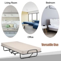 Costway Folding Bed With Memory Foam Mattress Portable Rollaway Guest Cot Memory Foam Beige Made In Italy -Furniture Specialty Store GUEST bf494db7 c393 4b40 90e0 1f2a55fe69f4