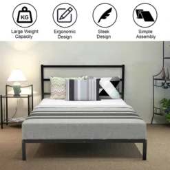 Costway Twin/Full Metal Bed Platform Frame Heavy Duty Mattress Foundation W/Headboard -Furniture Specialty Store GUEST c0086d8f a9d4 40c1 bc21 682aa35b4243