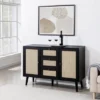 Modern Boho Wood And Rattan Storage Sideboard Black - Saracina Home -Furniture Specialty Store GUEST c02d3c9b a035 4c35 b44f 3c436b8ade4a