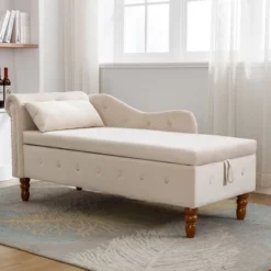 Bedroom Velvet Chaise Longue With Storage, Pillow And Nailhead Accents - ModernLuxe -Furniture Specialty Store GUEST c031e498 e4c8 4f97 9005 3e3f8b51239b