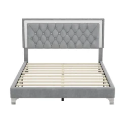Queen Size Velvet Upholstered Platform Bed Frame With LED Lights And Tufted Headboard-ModernLuxe -Furniture Specialty Store GUEST c043f128 571c 41da a17f 3f1d41ccdc06