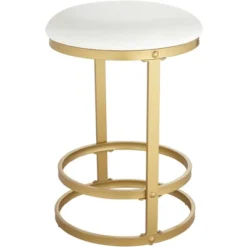 55 Downing Street Gold Bar Stool 26" High Modern White Fabric Cushion With Footrest For Kitchen Counter Height Island Home House -Furniture Specialty Store GUEST c0a854a8 1d52 46f3 89ae 220a47c01b43