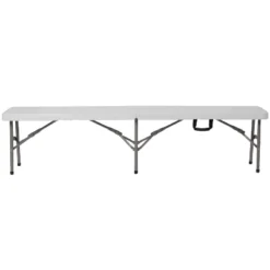 Emma And Oliver 11"W X 72"L Portable Bi-Fold Granite White Folding Bench -Furniture Specialty Store GUEST c0edc824 eafb 485b ac44 82529908a951