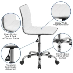 Flash Furniture 48" Wide Black Electric Height Adjustable Standing Desk With Designer Armless White Ribbed Swivel Task Office Chair -Furniture Specialty Store GUEST c1e3b465 8066 4dc1 b701 baa01b5a223e