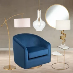 Kensington Hill Modern 2-Tier Half-Moon Gold Accent Side End Table 25" X 22 1/4" White Tempered Glass For Living Room Bedroom Home -Furniture Specialty Store GUEST c2ba09f8 0450 4a64 a535 66a848d74807