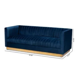 Aveline Velvet Upholstered Finished Sofa Navy Blue/Gold - Baxton Studio -Furniture Specialty Store GUEST c306b450 690f 4378 bb2c a3a7843677fe