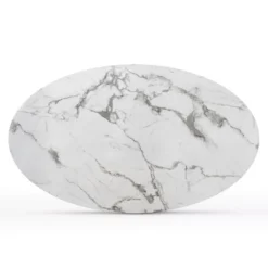 Harris 59'' Artificial Top Oval Dining Table With Pedestal Base In White-The Pop Maison -Furniture Specialty Store GUEST c30e4056 3549 4055 80de 841636a20029