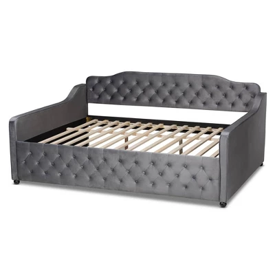 Freda Velvet Fabric Upholstered Button Tufted Daybed - Baxton Studio 4 Freda Velvet Fabric Upholstered Button Tufted Daybed - Baxton Studio - Image 2