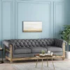 Saragus Chesterfield Tufted 3 Seater Sofa With Nailhead Trim Charcoal/Dark Brown - Christopher Knight Home -Furniture Specialty Store GUEST c3a973a5 62c4 4a37 8be3 fc344fc9cca3