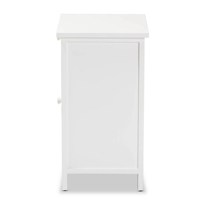 Sariah Wood Rattan 2 Door Nightstand White - Baxton Studio 8 Sariah Wood Rattan 2 Door Nightstand White - Baxton Studio - Image 6