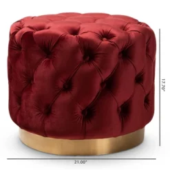 Valeria Velvet Button Tufted Ottoman Burgundy Heather - Baxton Studio -Furniture Specialty Store GUEST c5208685 c019 4068 9940 c6c16ef4e8ef