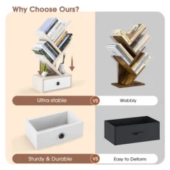 Tangkula 5-Tier Tree Bookshelf W/ Wooden Drawer Display Storage Organizer Rack -Furniture Specialty Store GUEST c54ad4b6 518b 4339 9c25 c7410b7eff2d