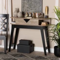 Wales Wood 1 Drawer Console Table Light Brown - Baxton Studio -Furniture Specialty Store GUEST c5b09e07 bf92 470e a54d 046fc416d25f