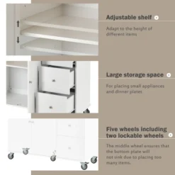 52.7 In. W Mobile Kitchen Island With Drop Leaf Wood Top, Spice Rack And Locking Wheels-ModernLuxe -Furniture Specialty Store GUEST c5b50f18 273a 4f15 bd75 f9579bbb7531