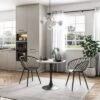 3pc Kurv Lux Dining Set White Faux Marble/Black - Jamesdar