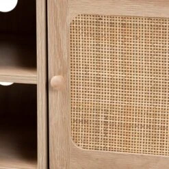 Elsbeth Wood And Natural Rattan 2 Door TV Stand For TVs Up To 40" Light Brown/Natural Brown - Baxton Studio -Furniture Specialty Store GUEST c5ebd219 0bc7 41e8 9704 7e99041d472b