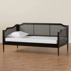 Twin Hancock Wood And Synthetic Rattan Daybed Charcoal - Baxton Studio -Furniture Specialty Store GUEST c61de61a 017e 4893 9054 e682949a9a3b