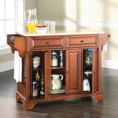 Lafayette Wood Top Full Size Kitchen Island/Cart Cherry/Natural - Crosley 4 Lafayette Wood Top Full Size Kitchen Island/Cart Cherry/Natural - Crosley - Image 2