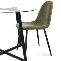 Hana + Spoon 5-Piece Round Clear Glass Dining Table Set With 4 Upholstered Chairs Black Legs For Home Kitchen Restaurant -The Pop Maison -Furniture Specialty Store GUEST c6896f69 35bf 4193 b640 101bf5e5c5a1