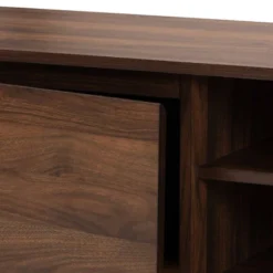 Landen Mid-Century Modern Wood TV Stand For TVs Up To 65" Walnut/Gold/Brown - Baxton Studio -Furniture Specialty Store GUEST c6961fef 5009 4e12 a85a d51bf7ac6af8