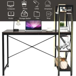 Costway 47.5" Computer Desk Writing Desk Study Table Workstation With 4-Tier Shelves Brown -Furniture Specialty Store GUEST c6d79d0c 7e0e 4090 bdf1 5c09ba64a063