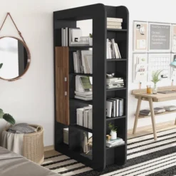 70.87" Triaga Multi Shelf Bookcase Black - MiBasics -Furniture Specialty Store GUEST c873655f 9150 4d4f b5a2 ee5328ba89b5