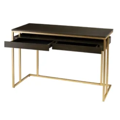 Quinal Writing Desk With Storage Brown/Gold - Aiden Lane -Furniture Specialty Store GUEST c87f4022 15e0 45bb a7c3 53c4ac0bd12c