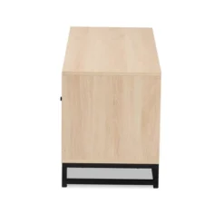 Ardon Bohemian Wood And Metal 2 Door Natural Rattan TV Stand For TVs Up To 40" Light Brown/Black - Baxton Studio -Furniture Specialty Store GUEST c883117a 8d1a 4f4a 9329 39bf0ec33549