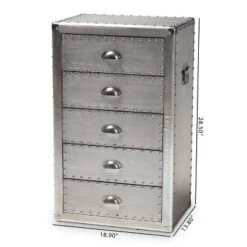 5 Drawer Davet Metal Accent Chest Silver - Baxton Studio -Furniture Specialty Store GUEST c8a877e8 59f1 4cdf a47a 8f22c998b546
