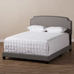 Odette Modern And Contemporary Fabric Upholstered Bed - Light Gray - Baxton Studio -Furniture Specialty Store GUEST c8d646b5 d58f 42f1 8d37 373c05bc487b