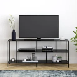 Three-Shelf TV Stand In Black - Henn&Hart -Furniture Specialty Store GUEST c948d745 d8ac 476f 9772 22ab1730f71c