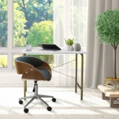 Faux Leather Curved Swivel Home Office Chair With Adjustable Seat Height Black/Brown - Teamson Home 14 Faux Leather Curved Swivel Home Office Chair With Adjustable Seat Height Black/Brown - Teamson Home -Furniture Specialty Store GUEST c9d79125 b8ef 40ed 8cce edcccbdb9898